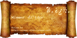 Wimmer Áldor névjegykártya